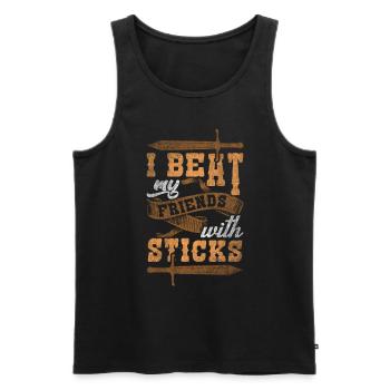 I Beat My Friends With Sticks Rollenspiel LARP - Männer Premium Bio Tank Top - Schwarz - Vorne - AI Model Male 178 light (178cm)