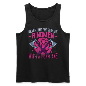 Never Underestimate A Women With A Foam Axe - Männer Premium Bio Tank Top - Schwarz - Vorne - AI Model Male 178 light (178cm)