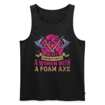 Never Underestimate A Women With A Foam Axe - Männer Premium Bio Tank Top - Schwarz - Vorne - AI Model Male 178 light (178cm)