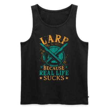 Larp Because Real Life Sucks Rollenspiel LARP - Männer Premium Bio Tank Top - Schwarz - Vorne - AI Model Male 178 light (178cm)
