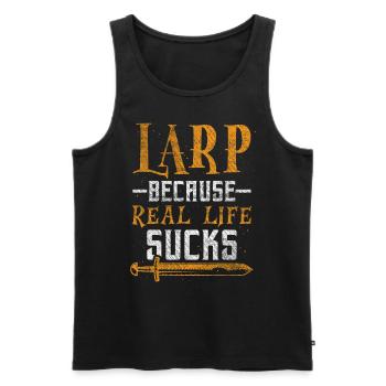 Larp Because Real Life Sucks RPG LARP - Men's Premium Organic Tank Top - black - Front - Michal (187cm)