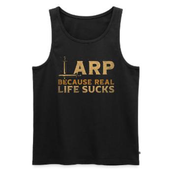 Larp Because Real Life Sucks Rollenspiel LARP - Männer Premium Bio Tank Top - Schwarz - Vorne - AI Model Male 178 light (178cm)