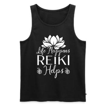 La vie se passe Le Reiki aide le Reiki Lotus - Débardeur bio Premium Homme - noir - Devant - Michal (187cm)