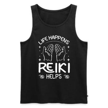 La vie se passe Le Reiki aide le Reiki Lotus - Débardeur bio Premium Homme - noir - Devant - Michal (187cm)