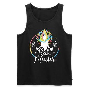Chakra Holistique Healing Mains Bouddha Reiki Maître - Débardeur bio Premium Homme - noir - Devant - Michal (187cm)