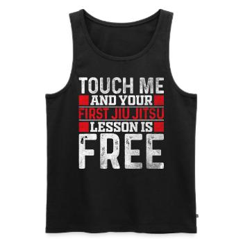 Touch Me And Your First Jiu Jitsu Lesson Is Free - Männer Premium Bio Tank Top - Schwarz - Vorne - AI Model Male 178 light (178cm)