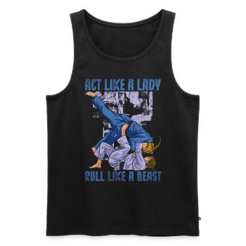Agissez comme une dame rouler comme une bête Jiu Jitsu - Débardeur bio Premium Homme - noir - Devant - AI Model Male 178 light (178cm)