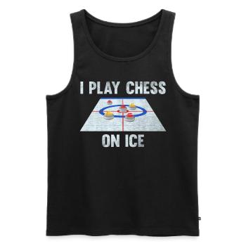I play Chess on Ice Curling House - Men's Premium Organic Tank Top - black - Front - AI Model Male 178 light (178cm)