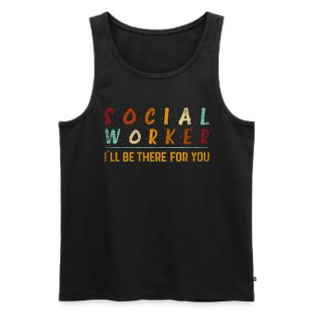 Je serai là pour toi Travailleur social - Débardeur bio Premium Homme - noir - Devant - Michal (187cm)