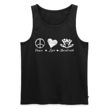 Peace Love Travail social Travailleur social - Débardeur bio Premium Homme - noir - Devant - Michal (187cm)