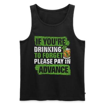 Please Pay In Advance Lustiges Bartender - Männer Premium Bio Tank Top - Schwarz - Vorne - Michal (187cm)