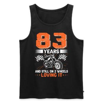 83 ans et toujours sur 2 roues 83e anniversaire - Débardeur bio Premium Homme - noir - Devant - Michal (187cm)