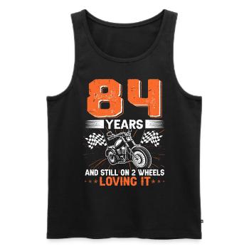 84 ans et toujours sur 2 roues 84e anniversaire - Débardeur bio Premium Homme - noir - Devant - Michal (187cm)