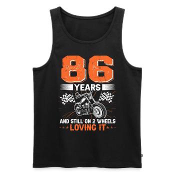 86 ans et toujours sur 2 roues 86e anniversaire - Débardeur bio Premium Homme - noir - Devant - Michal (187cm)