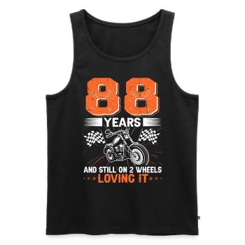 88 ans et toujours sur 2 roues 88e anniversaire - Débardeur bio Premium Homme - noir - Devant - Michal (187cm)
