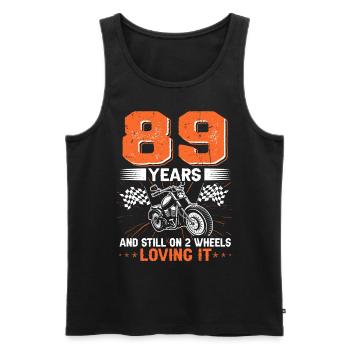 89 ans et toujours sur 2 roues 89e anniversaire - Débardeur bio Premium Homme - noir - Devant - Michal (187cm)