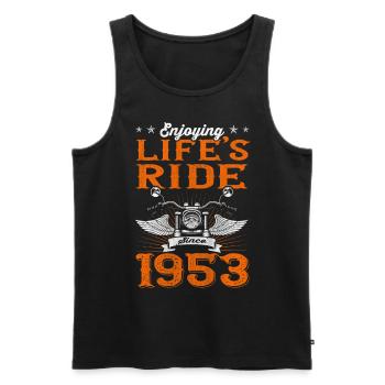 Enjoying Life's Ride Since 1953 Motorcycle 70th - Männer Premium Bio Tank Top - Schwarz - Vorne - Michal (187cm)