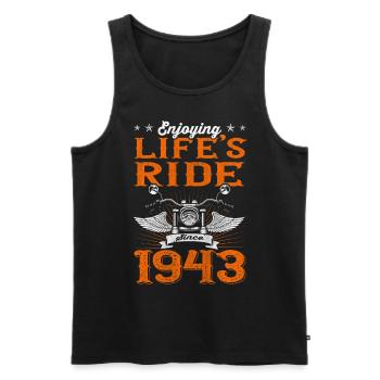 Enjoying Life's Ride Since 1943 Motorcycle 80th - Männer Premium Bio Tank Top - Schwarz - Vorne - AI Model Male 178 light (178cm)