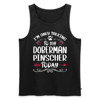 Dog Owner Talking to my Doberman Pinscher - Männer Premium Bio Tank Top - Schwarz - Vorne - AI Model Male 178 light (178cm)