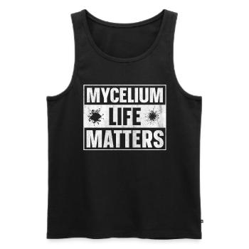Mycélium Life Matters Chasse aux champignons - Débardeur bio Premium Homme - noir - Devant - Michal (187cm)
