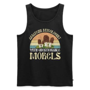 Amateur Mycologist With Questionable Morels - Men's Premium Organic Tank Top - black - Front - AI Model Male 178 light (178cm)