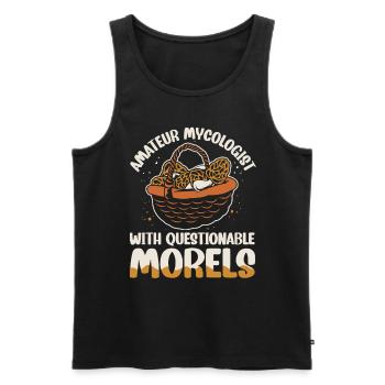 Amateur Mycologist With Questionable Morels - Men's Premium Organic Tank Top - black - Front - AI Model Male 178 light (178cm)