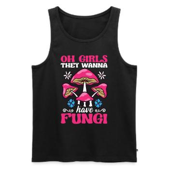 Oh Girls They Wanna Have Fungi Foraging Mushroom - Männer Premium Bio Tank Top - Schwarz - Vorne - AI Model Male 178 light (178cm)