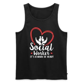 Travailleur social c’est un travail de cœur travailleur social - Débardeur bio Premium Homme - noir - Devant - Michal (187cm)