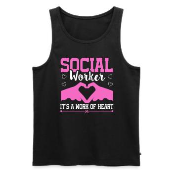 Travailleur social c’est un travail de cœur travailleur social - Débardeur bio Premium Homme - noir - Devant - Michal (187cm)