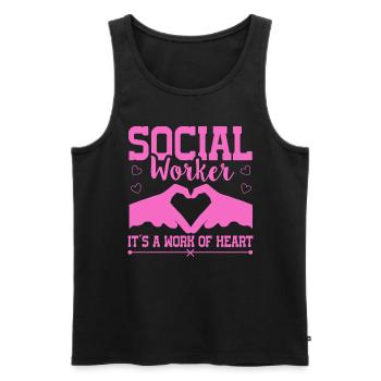 Travailleur social c’est un travail de cœur travailleur social - Débardeur bio Premium Homme - noir - Devant - Michal (187cm)