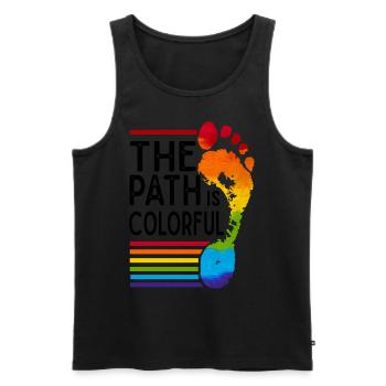 The Path Is Colorful Cute LGBTQ Pride Rainbow - Men's Premium Organic Tank Top - black - Front - AI Model Male 178 light (178cm)