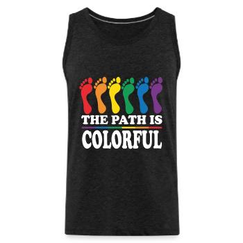 The Path Is Colorful Cute LGBTQ Pride Rainbow - Men's Premium Organic Tank Top - charcoal grey - Front - Alexander (188cm)