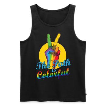 The Path Is Colorful Cute LGBTQ Pride Rainbow - Men's Premium Organic Tank Top - black - Front - AI Model Male 178 light (178cm)
