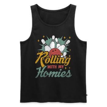Rolling with my Homies Retro Bowling Geschenk - Männer Premium Bio Tank Top - Schwarz - Vorne - AI Model Male 178 light (178cm)