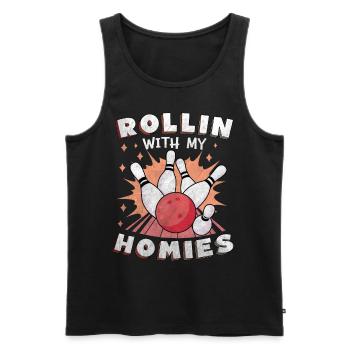 Rollin with my Homies Retro Bowling Geschenk - Männer Premium Bio Tank Top - Schwarz - Vorne - AI Model Male 178 light (178cm)