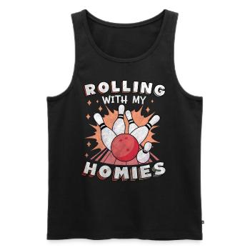 Rolling with my Homies Retro Bowling Geschenk - Männer Premium Bio Tank Top - Schwarz - Vorne - AI Model Male 178 light (178cm)