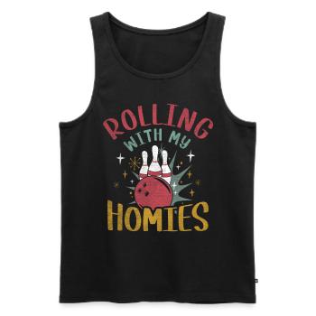 Rolling with my Homies Retro Bowling Geschenk - Männer Premium Bio Tank Top - Schwarz - Vorne - AI Model Male 178 light (178cm)