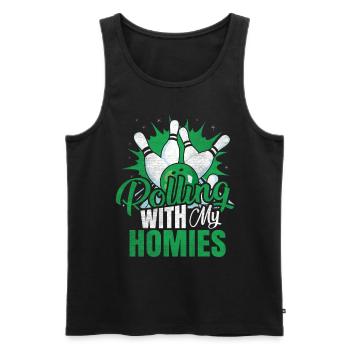 Rolling with my Homies Retro Bowling Geschenk - Männer Premium Bio Tank Top - Schwarz - Vorne - AI Model Male 178 light (178cm)