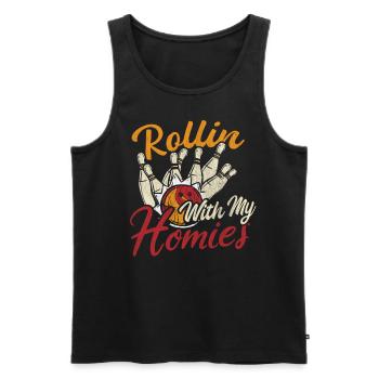 Rollin with my Homies Retro Bowling Geschenk - Männer Premium Bio Tank Top - Schwarz - Vorne - AI Model Male 178 light (178cm)