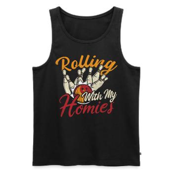 Rolling with my Homies Retro Bowling Geschenk - Männer Premium Bio Tank Top - Schwarz - Vorne - AI Model Male 178 light (178cm)