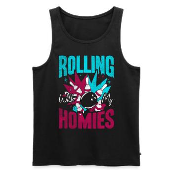 Rolling with my Homies Retro Bowling Geschenk - Männer Premium Bio Tank Top - Schwarz - Vorne - AI Model Male 178 light (178cm)