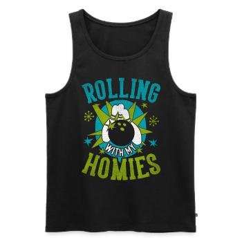 Rolling with my Homies Retro Bowling Geschenk - Männer Premium Bio Tank Top - Schwarz - Vorne - AI Model Male 178 light (178cm)