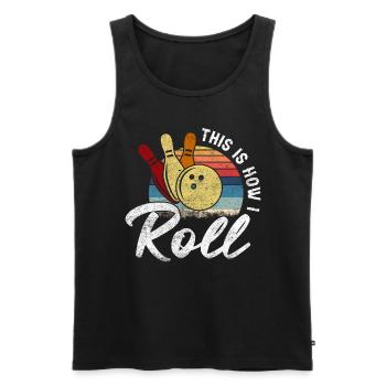 This Is How I Roll Retro Bowling Gift - Men's Premium Organic Tank Top - black - Front - AI Model Male 178 light (178cm)