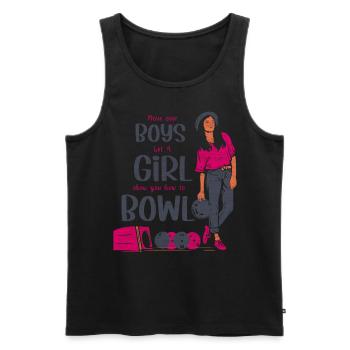 I'd Rather be Bowling retro for Man & Woman - Männer Premium Bio Tank Top - Schwarz - Vorne - AI Model Male 178 light (178cm)