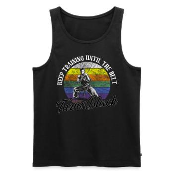 Keep Training Until The Belt Turns Black Karate - Men's Premium Organic Tank Top - black - Front - Michal (187cm)