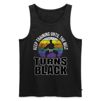 Keep Training Until The Belt Turns Black Karate - Men's Premium Organic Tank Top - black - Front - Michal (187cm)