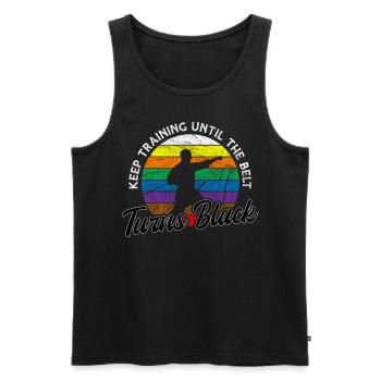 Keep Training Until The Belt Turns Black Karate - Men's Premium Organic Tank Top - black - Front - Michal (187cm)