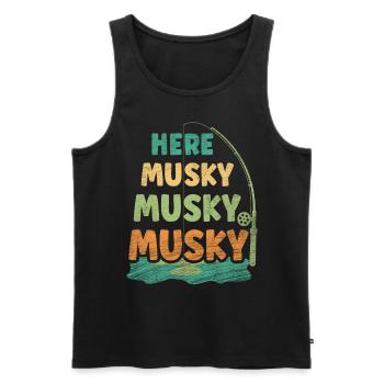 Here Musky Musky Musky Musky Fishing - Men's Premium Organic Tank Top - black - Front - Michal (187cm)