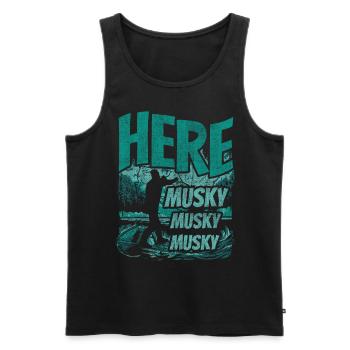 Here Musky Musky Musky Musky Fishing - Men's Premium Organic Tank Top - black - Front - Michal (187cm)