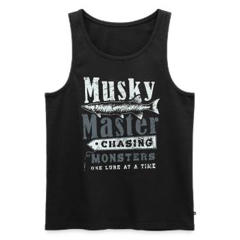 Musky Master - Chasser les monstres Un leurre à la fois - Débardeur bio Premium Homme - noir - Devant - AI Model Male 178 light (178cm)